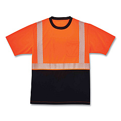 ergodyne GloWear 8280BK Class 2 Performance T-Shirt with Black Bottom, Polyester, 5X-Large, Orange (EGO22589)