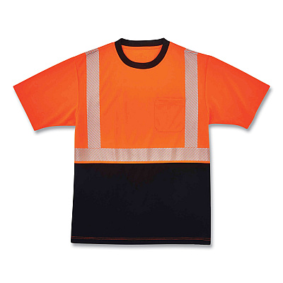 ergodyne GloWear 8280BK Class 2 Performance T-Shirt with Black Bottom, Polyester, 5X-Large, Orange (EGO22589)