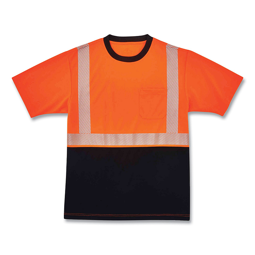ergodyne GloWear 8280BK Class 2 Performance T-Shirt with Black Bottom, Polyester, 5X-Large, Orange (EGO22589)