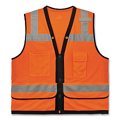 ergodyne GloWear 8253HDZ Class 2 Heavy-Duty Mesh Surveyors Vest, Polyester, 4X-Large/5X-Large, Orange (EGO23319)