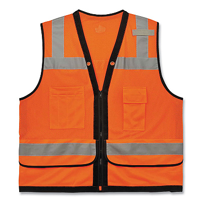 ergodyne GloWear 8253HDZ Class 2 Heavy-Duty Mesh Surveyors Vest, Polyester, 4X-Large/5X-Large, Orange (EGO23319)