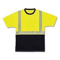 ergodyne GloWear 8280BK Class 2 Performance T-Shirt with Black Bottom, Polyester, 5X-Large, Lime (EGO22539)