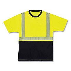 ergodyne GloWear 8280BK Class 2 Performance T-Shirt with Black Bottom, Polyester, 5X-Large, Lime (EGO22539)