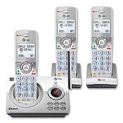 AT&T Connect to Cell DL72310 Cordless Telephone, Base and 2 Additional Handsets, White/Silver