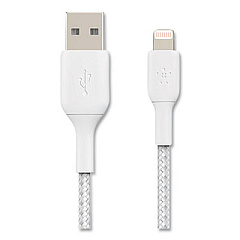 Belkin BOOST CHARGE Braided Apple Lightning to USB-A ChargeSync Cable, 3.3 ft, White (CAA002BT1MWH)