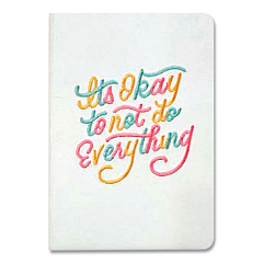 Denik Embroidered Vegan-Suede Layflat Hardbound Journal, Medium/College Rule, White Cover, (144) Sheets (DNKAHBC839L)