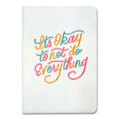 Denik Embroidered Vegan-Suede Layflat Hardbound Journal, Medium/College Rule, White Cover, (144) Sheets (DNKAHBC839L)