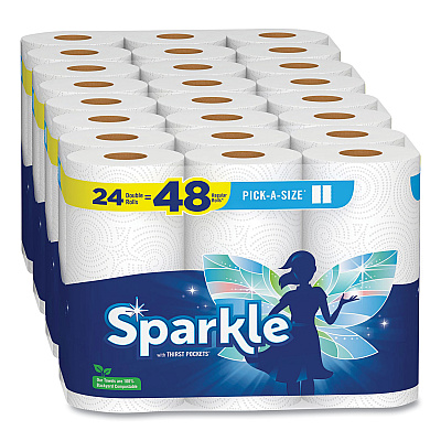 Sparkle Pick-A-Size Perforated Kitchen Double Roll Towels with Thirst Pockets, 2-Ply, 11 x 6, White, 110 Sheets/Roll, 24 Rolls/Pack (GPC2226450)