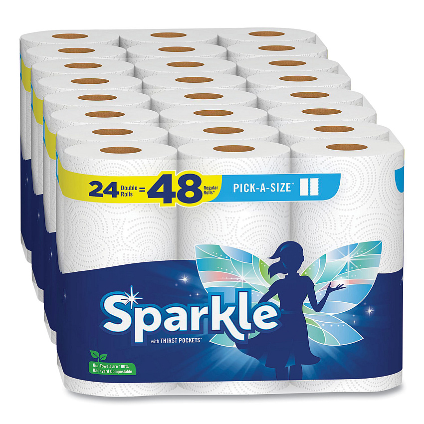 Sparkle Pick-A-Size Perforated Kitchen Double Roll Towels with Thirst Pockets, 2-Ply, 11 x 6, White, 110 Sheets/Roll, 24 Rolls/Pack (GPC2226450)