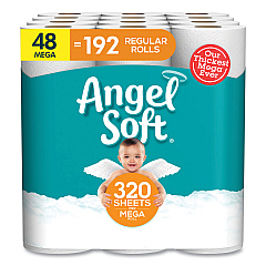 Angel Soft Mega Toilet Paper, Septic Safe, 2-Ply, White, 320 Sheets/Roll, 48 Rolls/Pack (GPC7940350)