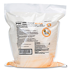 Sani Professional Sani-Cloth Bleach Germicidal Disposable Wipe Refill, 1-Ply, 7.5 x 15, Unscented, White, 160/Bag, 2 Bags/Carton (PDIP700RF)