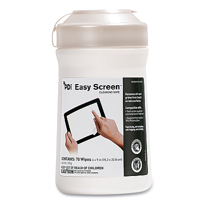 Sani Professional PDI Easy Screen Cleaning Wipes, 1-Ply, 9 x 6, Unscented, White, 70/Pack (PDIP03672)