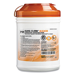 Sani Professional Sani-Cloth Bleach Germicidal Disposable Wipes, 1-Ply, 6 x 5, Unscented, White, 160/Canister, 12 Canisters/Carton (PDIP84172)