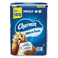 Charmin Ultra Soft Bathroom Tissue, Mega Roll, Septic Safe, 2-Ply, White, 244 Sheets/Roll, 30 Rolls/Pack (PGC01537)