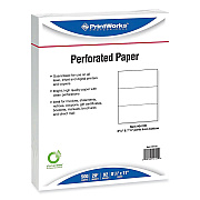 Printworks Perforated and Punched Paper, 20 lb Bond Weight, 8.5 x 11, White, 500/Ream, 5 Reams/Carton (PRB04120CT)