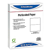 Printworks Perforated and Punched Paper, 20 lb Bond Weight, 8.5 x 11, White, 500/Ream, 5 Reams/Carton (PRB04166CT)