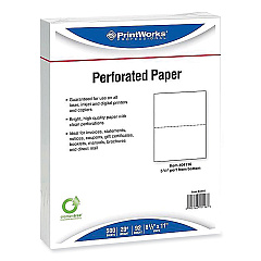 Printworks Perforated and Punched Paper, 20 lb Bond Weight, 8.5 x 11, White, 500/Ream, 5 Reams/Carton (PRB04166CT)
