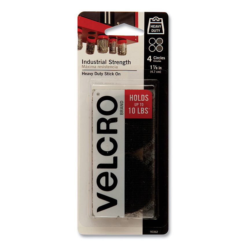 Velcro Industrial Strength Heavy-Duty Fastener, 1.88" dia, Black, 4 Fasteners (VEK90362)