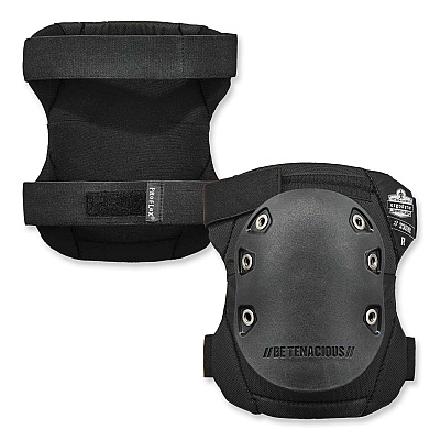 ergodyne ProFlex 335HL Slip-Resistant Black Rubber Cap Knee Pads, Hook and Loop Closure, Pair (EGO18336)