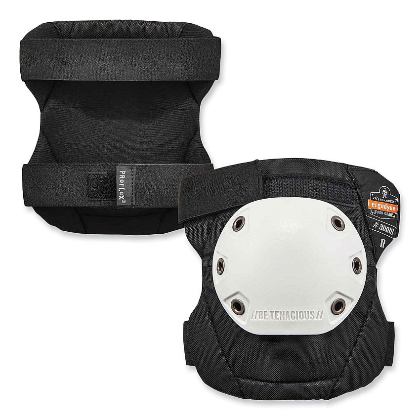 ergodyne ProFlex 300HL Knee Pads, Rounded Hard Cap, Hook and Loop Closure, One Size Fits Most, White Cap, Pair (EGO18301)