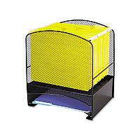 Safco Onyx Mesh Desktop Hanging File With Two Horizontal Trays, 3 Sections, Letter Size, 10.75" Long, Black (SAF3260BL)