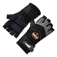 ergodyne ProFlex 910 Half-Finger Impact Gloves + Wrist Support, Black, Medium, Pair (EGO17713)