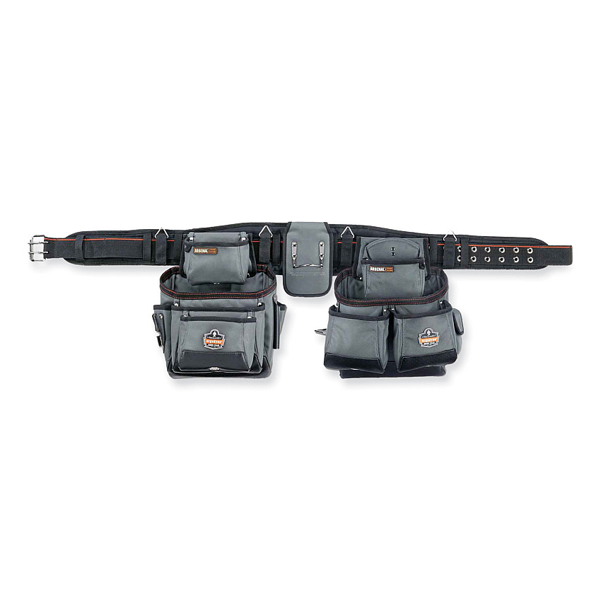 ergodyne Arsenal 5500 28-Pocket Synthetic Tool Rig, Fits Waist 32" to 46", Polyester, Gray (EGO13601)