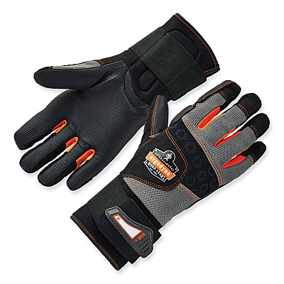 ergodyne ProFlex 9012 Certified AV Gloves + Wrist Support, Black, Large, Pair (EGO17734)