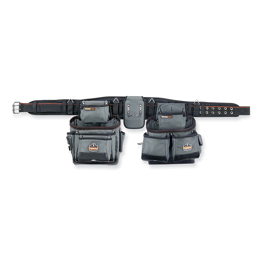 ergodyne Arsenal 5500 28-Pocket Synthetic Tool Rig, Fits Waist 40" to 54", Polyester, Gray (EGO13602)