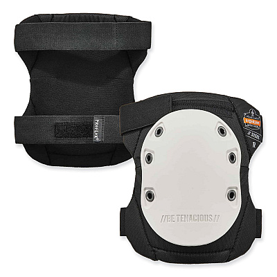 ergodyne ProFlex 315HL Abrasion-Resistant Knee Pad, Long Textured White Hard Cap, Hook and Loop Closure, Pair (EGO18316)