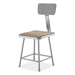 NPS 6300 Series Heavy-Duty Square Seat Stool with Backrest, Supports Up to 500 lb, 17.5" Seat Height, Brown Seat, Gray Back/Base (NPS6318B)
