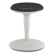 HON Revel Adjustable Height Fidget Stool, Backless, Supports Up to 250 lb, 13.75" to 18.5" Seat Height, Black Seat, White Base (HONHEFS01BL)