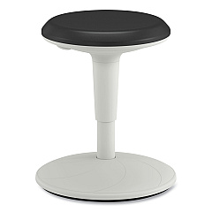 HON Revel Adjustable Height Fidget Stool, Backless, Supports Up to 250 lb, 13.75" to 18.5" Seat Height, Black Seat, White Base (HONHEFS01BL)