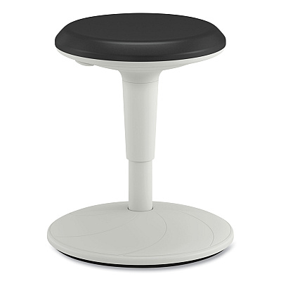 HON Revel Adjustable Height Fidget Stool, Backless, Supports Up to 250 lb, 13.75" to 18.5" Seat Height, Black Seat, White Base (HONHEFS01BL)