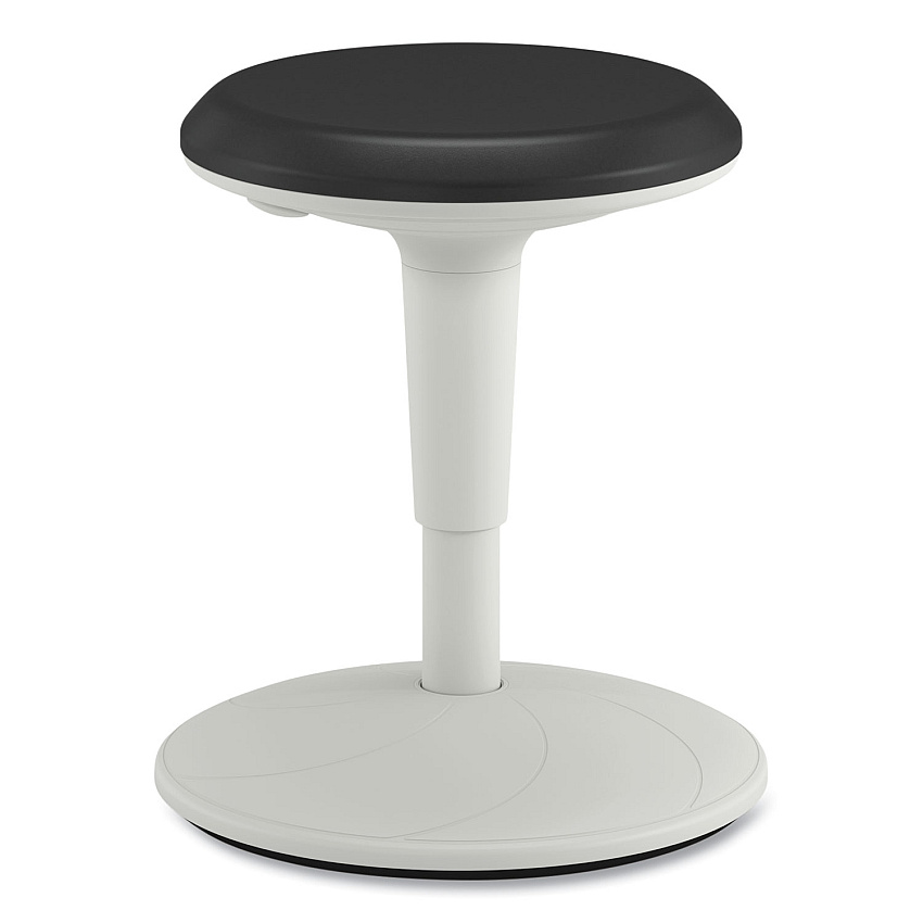 HON Revel Adjustable Height Fidget Stool, Backless, Supports Up to 250 lb, 13.75" to 18.5" Seat Height, Black Seat, White Base (HONHEFS01BL)