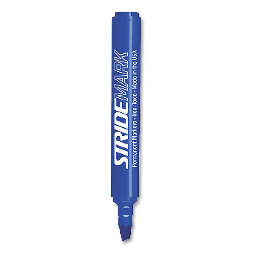 StrideMark Tank Permanent Marker, Broad Chisel Tip, Blue, 12/Pack (STW22002)