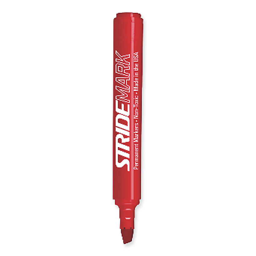 StrideMark Permanent Marker, Fine Bullet Tip, Red, 12/Pack (STW22003)