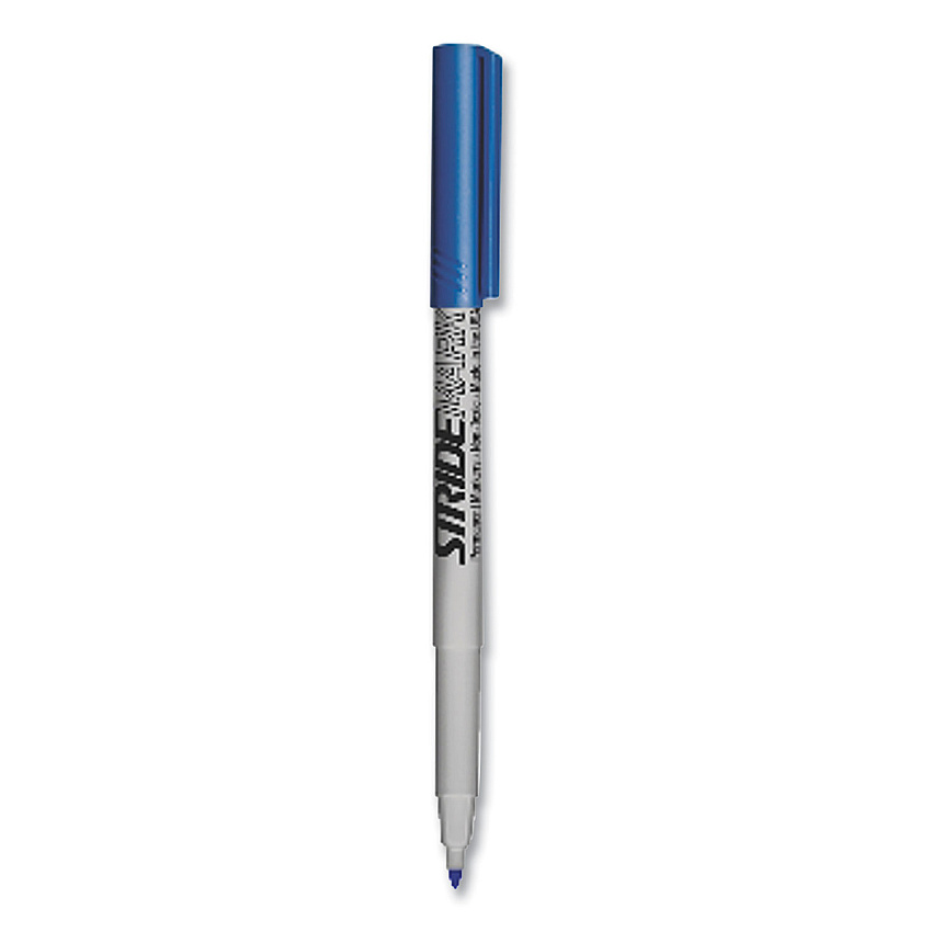 StrideMark Permanent Marker, Fine Bullet Tip, Blue, 12/Pack (STW27002)