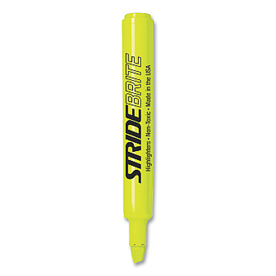 StrideBrite Tank Highlighter, Fluorescent Yellow Ink, Chisel Tip, Yellow Barrel, 12/Box (STW42005)
