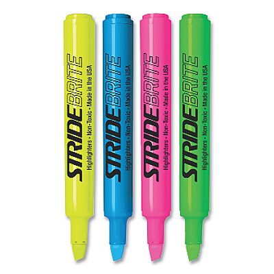 StrideBrite Tank Highlighter, Assorted Ink Colors, Chisel Tip, Assorted Barrel Colors, 12/Pack (STW42012)