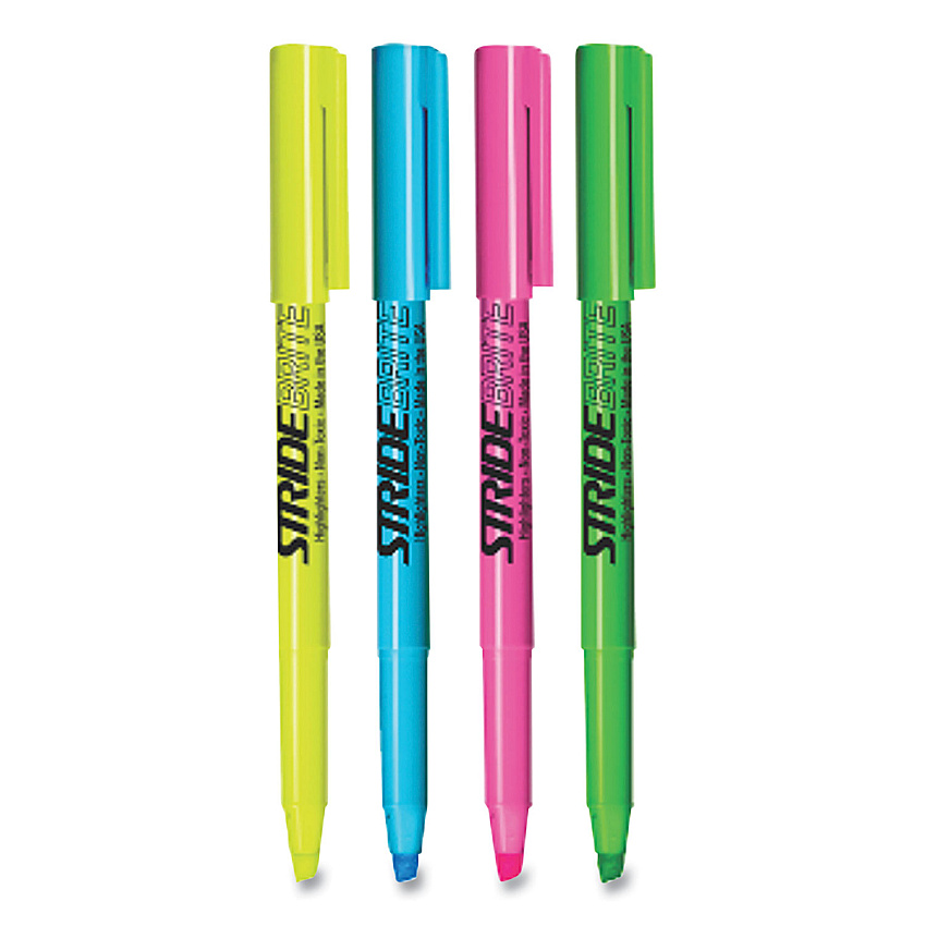 StrideBrite Stick Highlighters, Assorted Ink Colors, Chisel Tip, Assorted Barrel Colors, 24/Pack (STW47024)