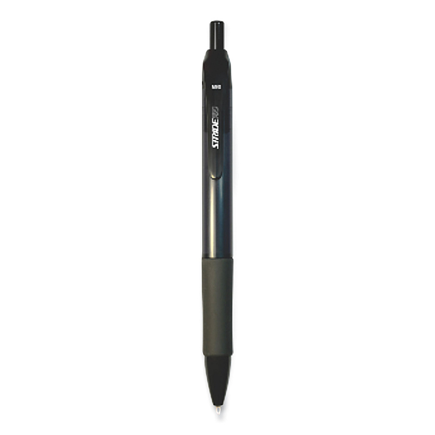 StrideRio Gel Pen, Retractable, Medium 0.7 mm, Black Ink, Translucent Black Barrel, 12/Box (STW52001)