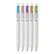 uniONE Gel Pen, Retractable, Medium 0.7 mm, Fashion Ink-Color Assortment, White Barrel, 5/Pack