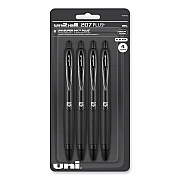 uniball 207 Plus+ Gel Pen, Retractable, Medium 0.7 mm, Black Ink, Black Barrel, 4/Pack (UBC70460)