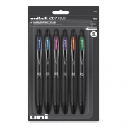 207 Plus+ Gel Pen, Retractable, Medium 0.7 mm, Inspirational Ink-Color Assortment, Black Barrel, 6/Pack