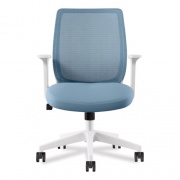 Essentials Mesh Back Fabric Task Chair with Arms, Supports Up to 275 lb, Seafoam Fabric Seat/Mesh Back, White Base