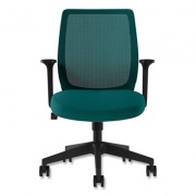 Union & Scale Essentials Mesh Back Fabric Task Chair with Arms, Supports Up to 275 lb, Teal Fabric Seat/Mesh Back, Black Base (60410)