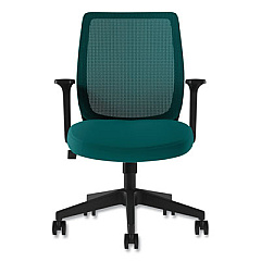 Union & Scale Essentials Mesh Back Fabric Task Chair with Arms, Supports Up to 275 lb, Teal Fabric Seat/Mesh Back, Black Base (UOS60410)