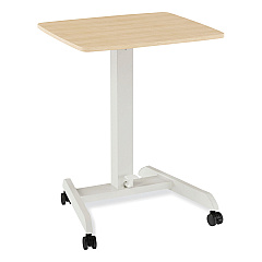 Union & Scale Essentials Sit-Stand Single-Column Mobile Workstation, 23.6" x 20.5" x 29.6" to 44.2", Natural Wood/Light Gray (UOS60413CC)