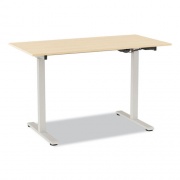 Union & Scale Essentials Electric Sit-Stand Two-Column Workstation, 47.2" x 23.6" x 28.7" to 48.4", Natural Wood/Light Gray (60415CC)